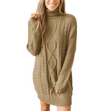 Toloer New Women's Long Sleeve Round Collar Dress Knit Jumper Sweater