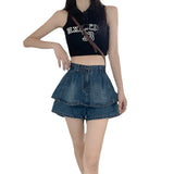 Toloer High-Waisted Denim Skirt Women's Spring 2023 New Hot Girls Summer Skirt Pants Show Thin Cake