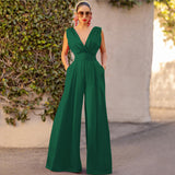 Fashionable Summer New Slim Jumpsuit High Waist Slimming Straight Broad Leg Pants