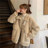 Mori Female Lamb Wool Coat Female Winter Autumn And Winter College Style Thick Wool Cashmere Coat Wool Fur Coat Stand-Up