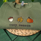 Cozy Season Fall Embroidered Sweatshirt-Outfit