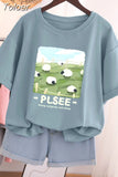 100% Cotton L-6XL T Shirt Plus Size Tshirt Short Sleeve Solid Women Top Summer Print Couple O Neck Oversized T