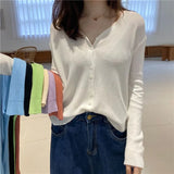 Toloer Sweater With Cardigan Shawl Loose Coat Female Autumn Korean Version Thin Sunscreen Shirt V-Neck Long Sleeve Jacket-Outfit