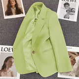 Toloer 2024 The New Green Suit Jacket Female Net Red Fashion Versatile Spring And Autumn Temperament Small Suit-Outfit
