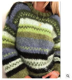 And Winter Rainbow Loose Fashion Jacket Sweater Casual Warm Knitwear Women's