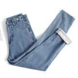 Toloer Jeans, Tall Waist, Loose, Straight Tube Fall 2024 New Dad Radish Pants-Outfit