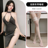 Night Vows Tiffic Lingerie Sexy Passion Student Suit Uniform Seduction Free From Pure Desire Silver Flaky Cheongsam
