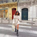 Women's Clothing New Pure Color Long Sleeve Straight Shoulder Collar