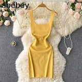 Blackless Knit Women Summer Solid Dress 2022 Hollow Out Elegant Temperament Ladies Party Slim A Line Midi Dresses