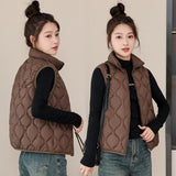 Cotton Vest Female Short Standing Collar Diamond Ge Qiu Dong New Korean Cotton Vest Cotton Vest Coat Fashion Cotton Horse Clip-Outfit