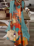 Toloer 2024 Summer Women's Print Holiday Dress Indian Style High Skirt Skirt Two Sets-Outfit
