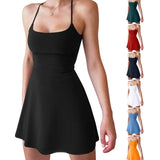 Women Dress Summer Clothes Sleeveless Mini Tennis Dress with Shorts Athletic Golf Outfit Female Clothing-Outfit