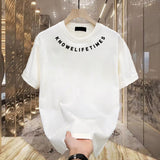 Cotton Without Gender Short-Sleeved T-Shirt Men's Casual Half-Sleeved Neck Print Round Collar