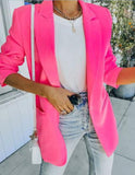 Toloer Spot 2024 Autumn / Winter New Female Fashion Temperament Solid Color Lapel Long Sleeve Small Suit Jacket-Outfit