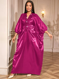 Spliced Sleeves Folded Baget Loose African Robes Evening Dress Dress