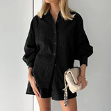 2025 Women's Shirt T-Shirt T-Shirt Bubble Sleeve Temperament T-Shirt Shorts Commuting Casual