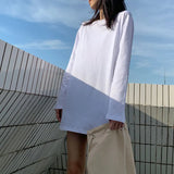 Toloer Long White Solid Color Outside Wear Long Sleeve Bottom T-Shirt Hoodie Lining Fold Wear Autumn Woman Loose-Outfit