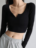 Rib Knit Long Sleeve Crop Top-Outfit