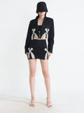 Toloer Fashion Suit Female 2024 Summer Diamond Bow Suit Short Two-Piece Package Buttock Skirt Skirt-Outfit