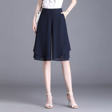 Clothing Fashion Elegant Chiffon Wide Leg for Women's Summer High Waisted Loose Worn Over Piece Pants Thin Shorts-Outfit