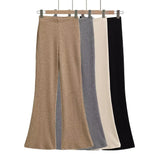 Trend Women's Dress In Autumn And Winter, High Waist, Buttocks, Bell-Bottoms, Leg Length, Micro-Elastic Knitted Trousers.-Outfit