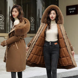 One Dress Three Wear Detachable Pie To Overcome The Wool Collar Female Long Knee Cotton-Padded Clothes And Thick Waist Show Thin Cotton Coat-Outfit
