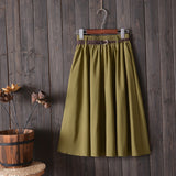 Toloer New College Wind Small Fresh Literary A Word Skirt Versatile Long Skirt Female Send Belt-Outfit