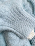Blue Knitted Rose Buttoned Cardigan-Outfit