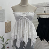 Shooting Holiday Wind Bra Strap With Bow Irregular Dress Loose Thin Short Sleeveless Top