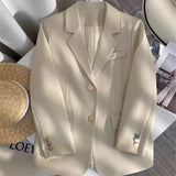 Toloer White Suit Jacket Female Spring 2024 New Spring And Autumn Design Sense Fried Street Clothes Popular Suit Women-Outfit