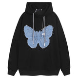 Patchwork Denim Butterfly Vintage Hoodie-Outfit