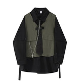 Spring Autumn Women's Two-Piece Sets Streetwear Fashion Tooling Style Vest And Solid Loose Long Sleeve Shirts Female
