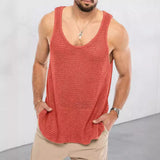 Toloer Spring And Summer Men's Casual Top Tank Top Sleeveless Knit Pure Color Men's Sweater