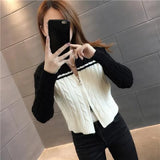 Toloer Short Sweater Cardigan Female 2024 Spring And Autumn New Temperament Lapel Twist Knitting Small Coat Tide-Outfit