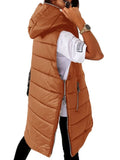 Sleeveless Puffer Jacket Women Hooded Cotton Padded Waistcoat Casual Streetwear Zipper Pocket Jacket Fashion Long Quilted