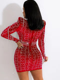 Winter Sexy Beaded Velvet long Sleeve Tassels Bodycon Club