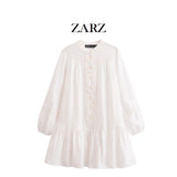 Homemade New Women's Classic Lace Round-Neck Long-Sleeved Dress