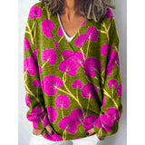 Christmas Abstract 3D Print Big V-Neck Long-Sleeved