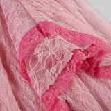 Pink Lace Slit Maxi Skirt-Outfit