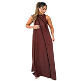 Women's Fashion Pure Color Splicing Stripe Simple Sleeveless Loose Dress