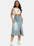 Summer New Deconstruction Of Open Fork High-Waisted Cowboy Half-Body Cotton High-Waist Thin Design Dress