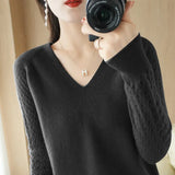 Toloer Out Makes Bottom Unlined Upper Garment Female Autumn Dong New Style Sweater Inside Jacket Long Sleeve Sets Foreign Style Slim V Gets Sweater Female-Outfit