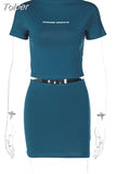 Two Piece Sets Womens Outfits T Shirt Crop Top And Mini Skirt Suit Streetwear Club Party Fit Slim Y2K Fashion Ladies