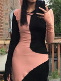 Seam Detail Hooded Maxi Dress-Outfit