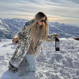 Long Belted Leopard Faux Fur Coat-Outfit