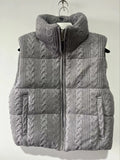 Cable Knit Zipper Puffer Vest-Outfit