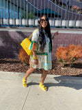 And American Round Neck Loose Gold Chain Positioning Printing Shirt Dress 703-1-Outfit