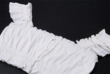 White Ruched Bandeau Top And Mini Skirt Set-Outfit