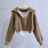 Fashion Sweater Set Women's New Deep V-Neck Collar Sweater Sling Vest Two-Piece Set In Autumn/Winter