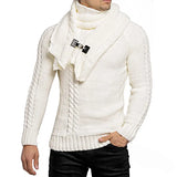 Toloer New Wish Men's Long Sleeve Scarf Can Be Dismantled Slim Jumper Knit Sweater